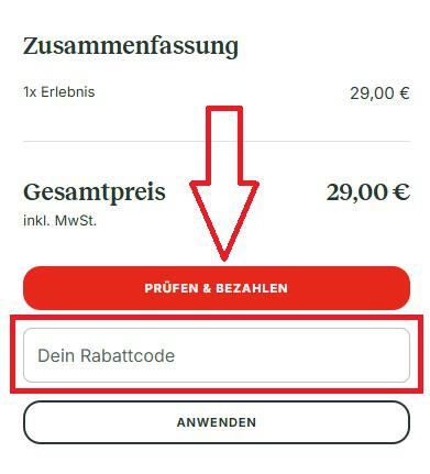 Screenshot von der Bestellübersicht, um einen 7fridays Gutschein einzugeben