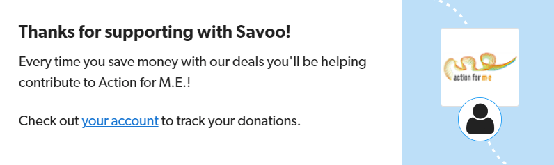 Signing up to support Action for ME with Savoo