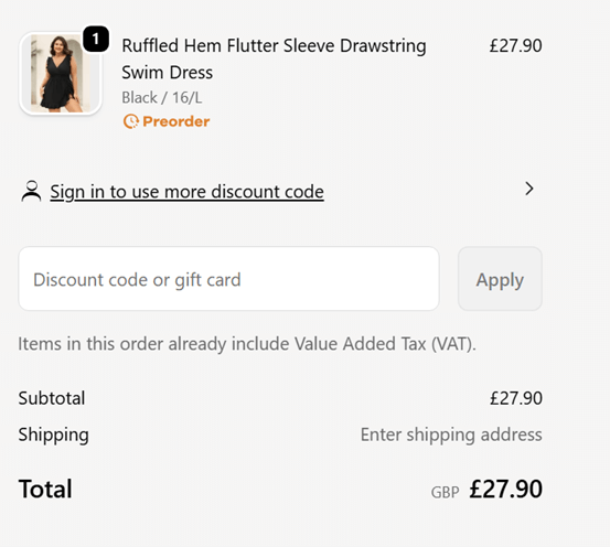 Checkout box for Bloomchic