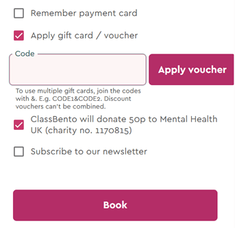 ClassBento discount code checkout page