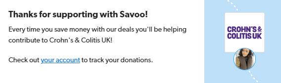Signing up to support Crohn’s & Colitis UK with Savoo