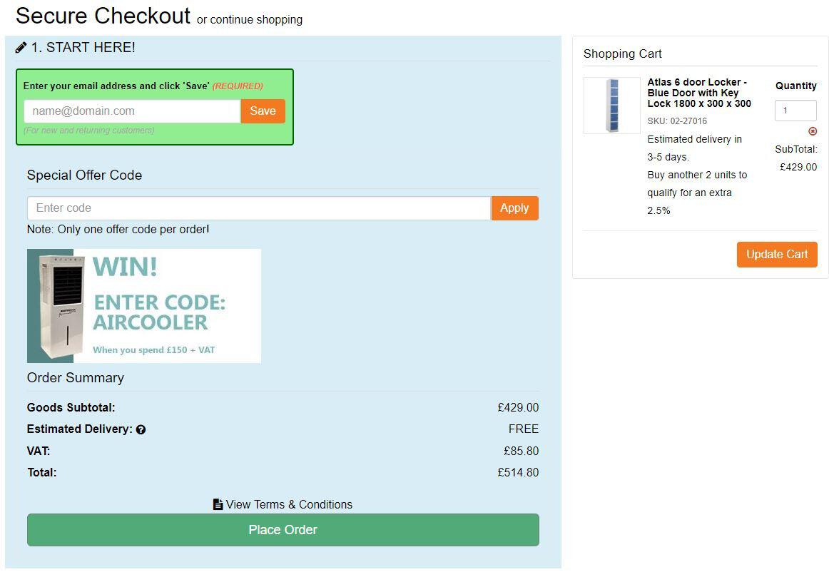 ESE Direct Discount Code Checkout box