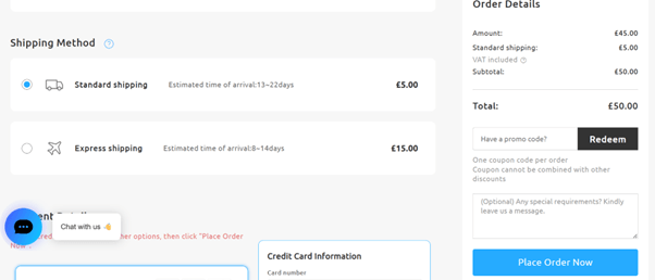 Checkout page for Firmoo showing where to add discount code