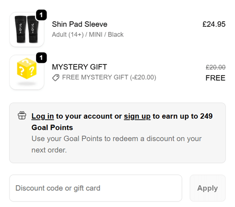 Joga discount code checkout box