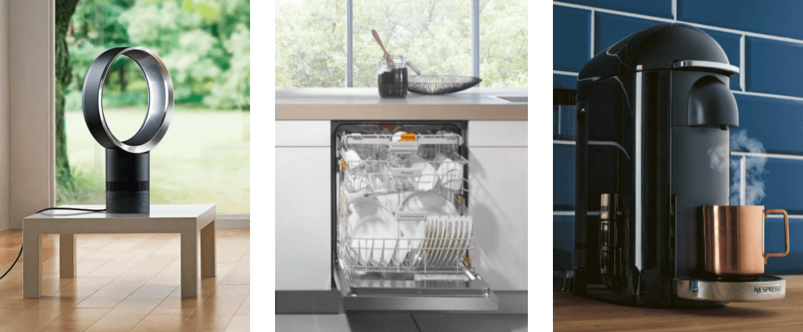 Dyson air purifier, a dishwasher and a Nespresso coffee machine from John Lewis