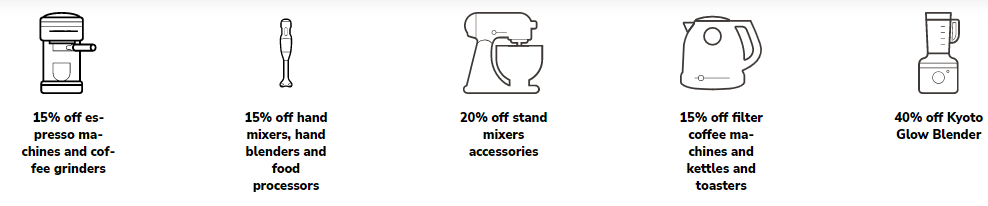 KitcheAid Sale banner showing discounted items