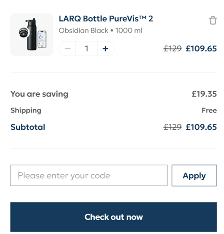 Checkout box for Larq