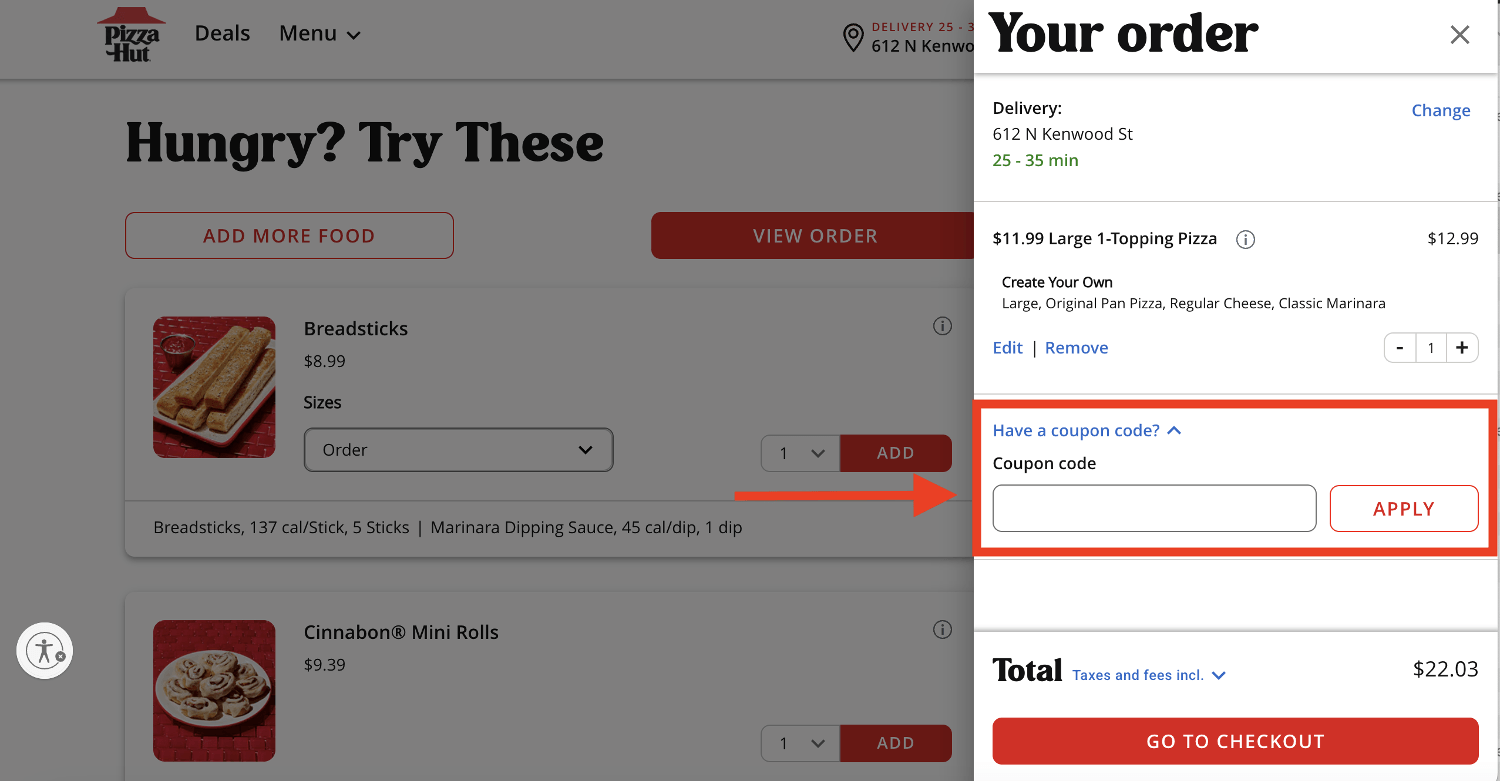 Pizza Hut Coupon Code Box