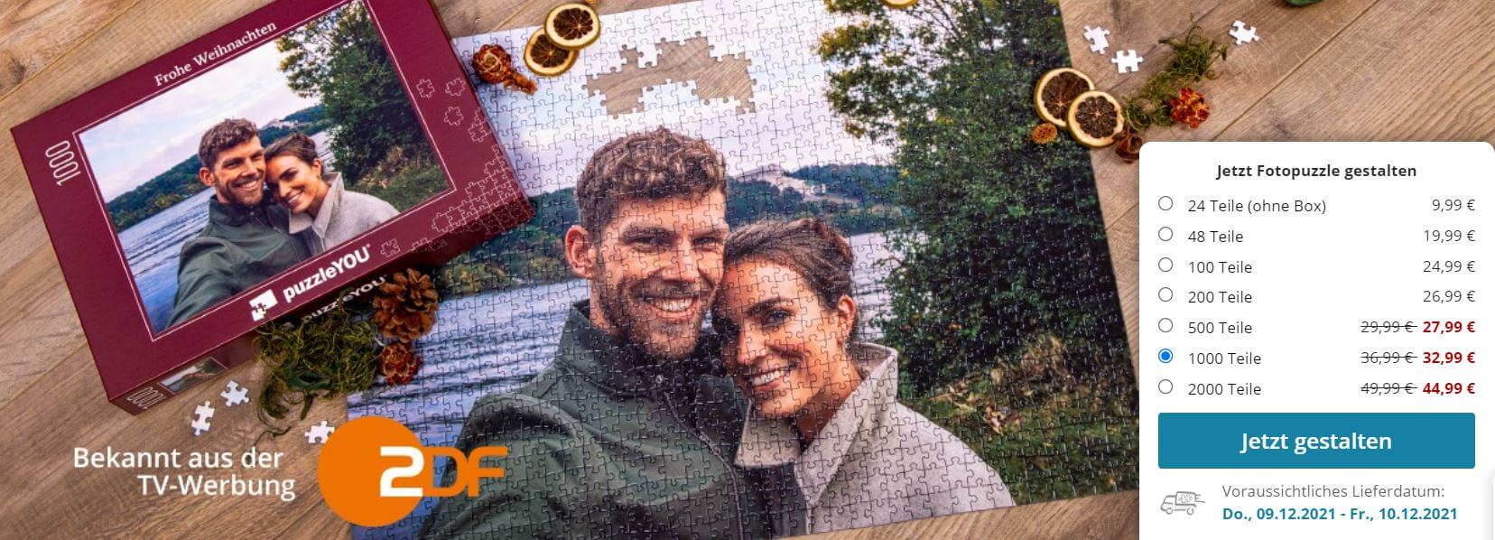 Ansicht des Online-Shops mit Übersicht zum PuzzleYou-Rabatt auf Puzzles ab 500 Teilen