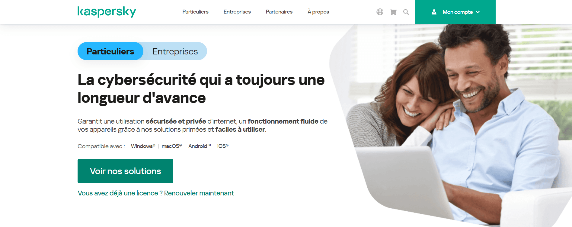Page d&apos;accueil du site Kaspersky