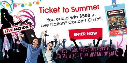 Enter to win Live Nation Concert Cash!
