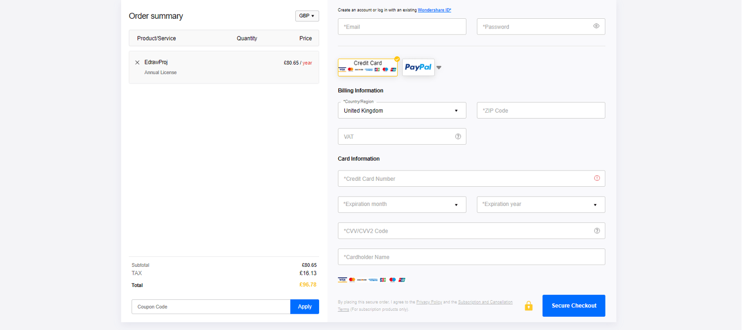 Wondershare discount code box checkout