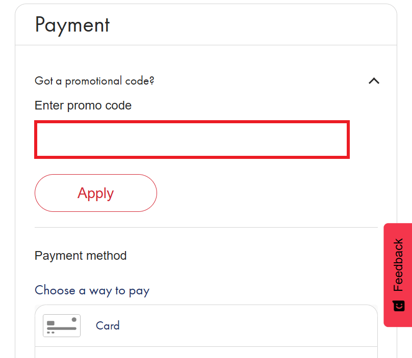 Aberdeen Airport discount code box during checkout