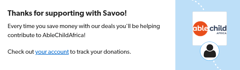 Signing up to support Able Child Africa with Savoo