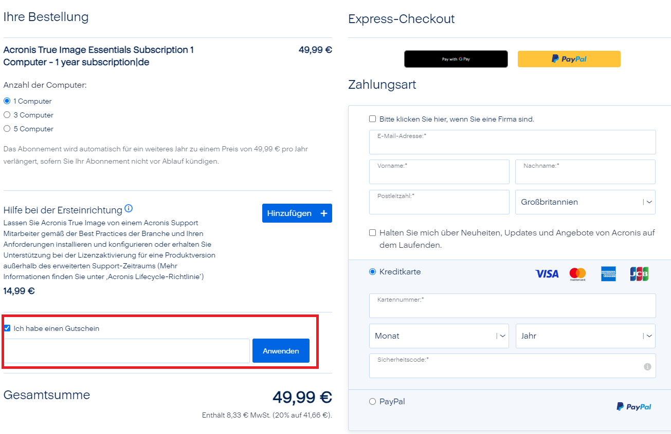 So kannst du deinen Acronis Gutschein einlösen.