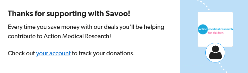Signing up to support Action Medical Research with Savoo