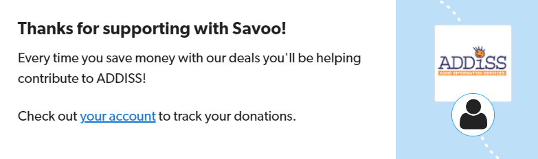 Signing up to support ADDISS with Savoo