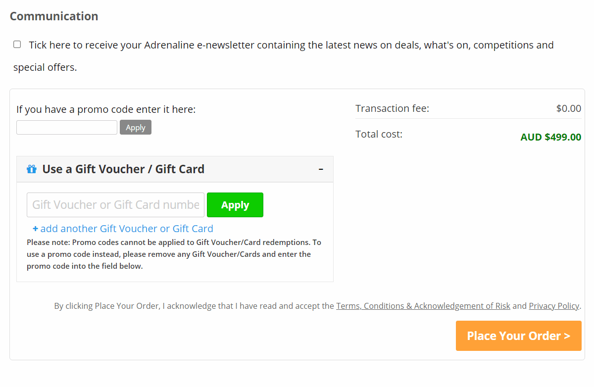 Adrenaline coupon code redemption box
