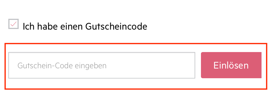 Eingabefeld für den AEG-Gutscheincode im Warenkorb
