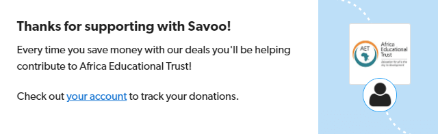 Signing up to support Africa Educational Trust with Savoo