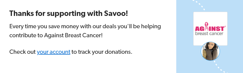 Signing up to support Against Breast Cancer with Savoo