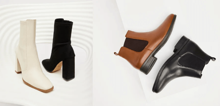 ALDO boots for autumn/winter image showing boots for women alongside boots for men