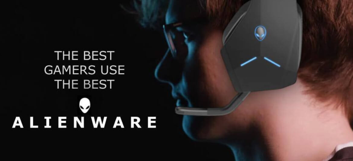 Alienware - Man wearing a branded headset. Text says ‘The best gamers use Alienware’