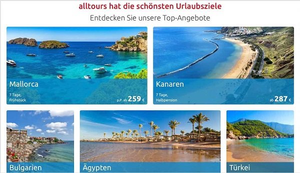Günstige Top Angebote bei Alltours