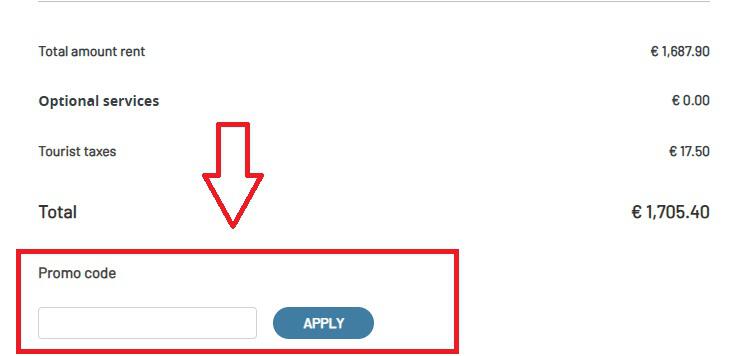 Screenshot von der Bestellübersicht, um einen Alps Resorts Gutschein einzugeben