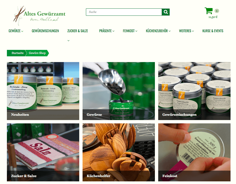 Altes Gewürzamt Online-Shop mit exklusiven Delikatessen und Produkten