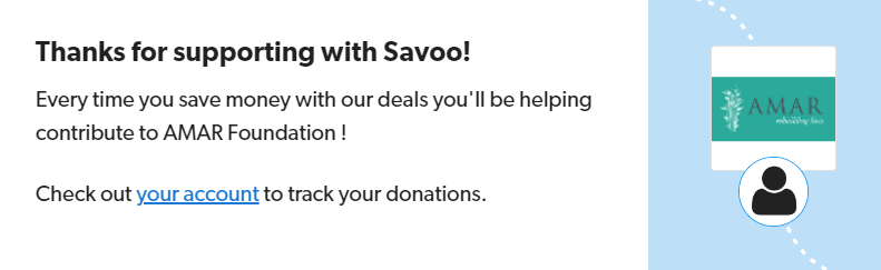 Signing up to support Amar Foundation with Savoo