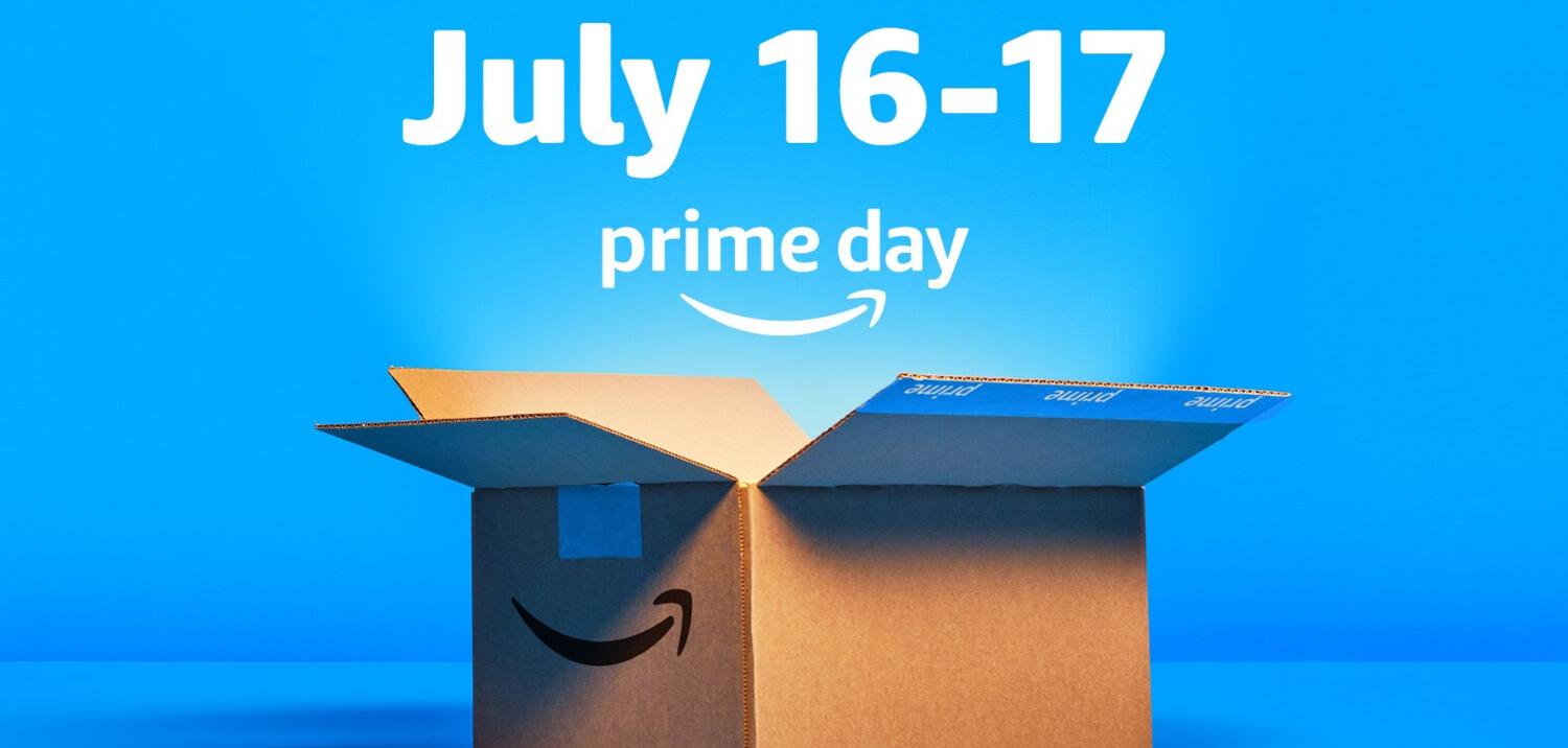Amazon Prime Day 2024 banner showing the event dates and company on a blue background
