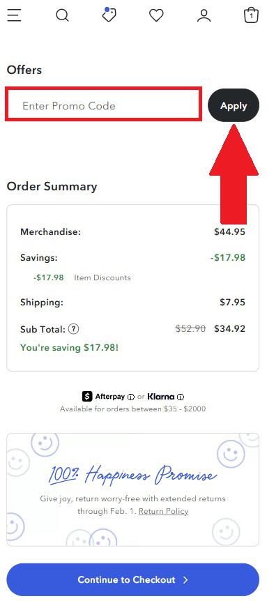 American Eagle promo code box