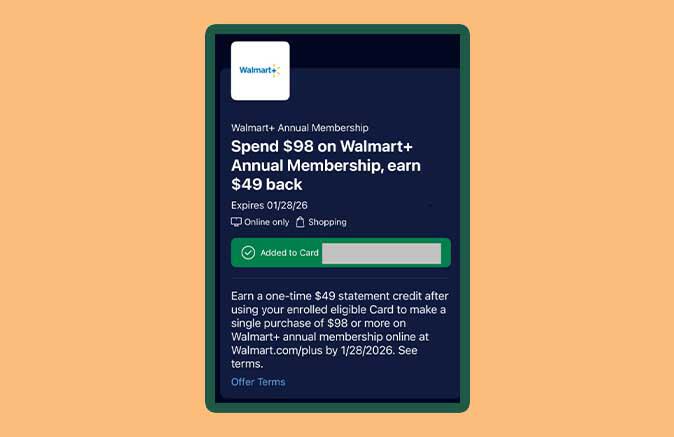 Walmart+: 50% Off with Blue Cash Everyday ad