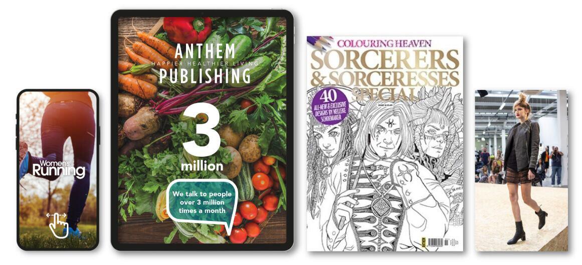 Anthem Publishing how to get a better discount banner. Image shows a selection of magazine titles on various different devices with white background