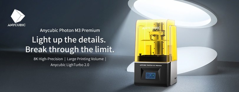Banner für die Anycubics-Gutscheinseite: 3D-Drucker mit gelber Schutzkappe