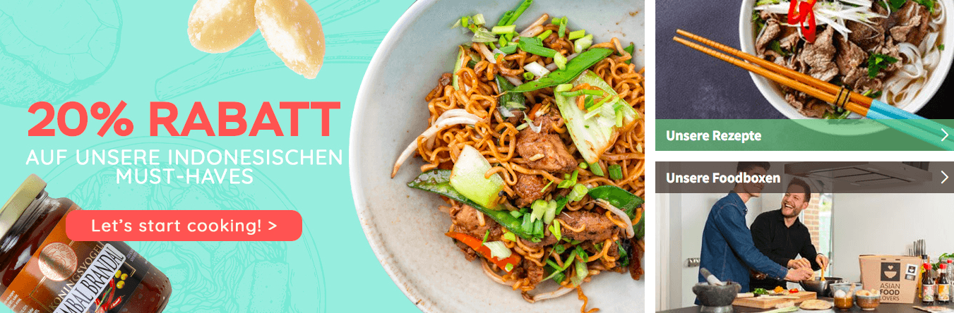 Spare bis zu 20 % auf Angebote bei Asian Food Lovers im Online-Shop und lass dich von kostenlosen Rezepten inspirieren