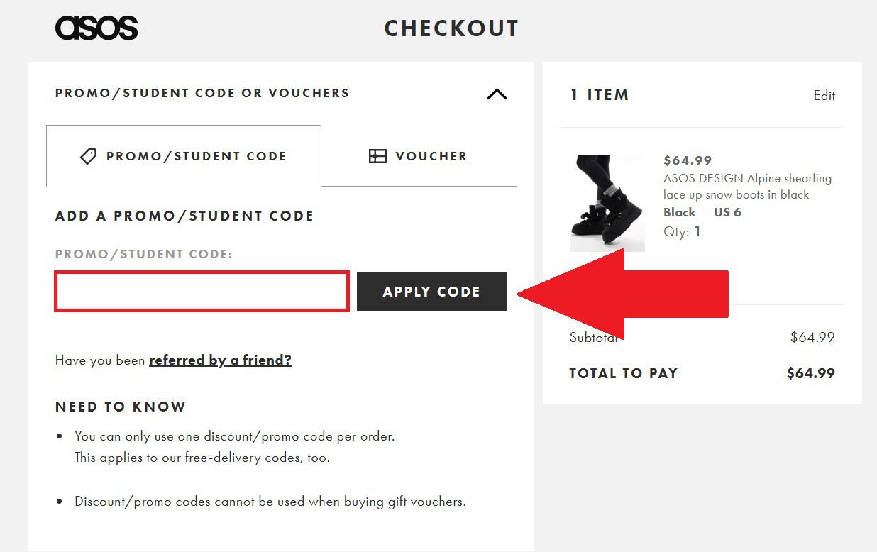 ASOS coupon box