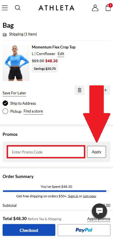 Athleta coupon box