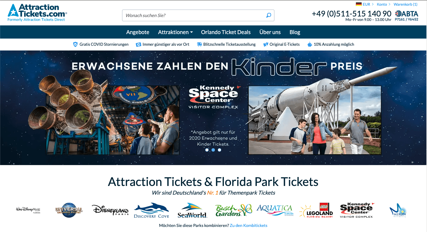 Günstige Attraktionen und Sehenswürdigkeiten mit Gutscheinen von Attraction Tickets