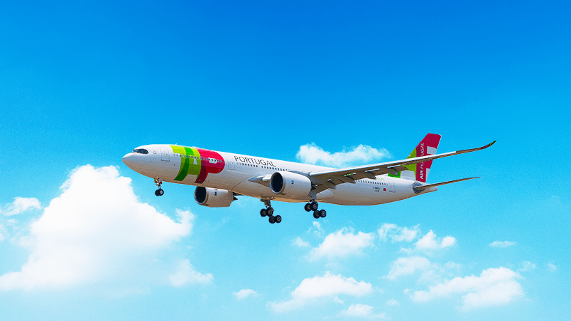 photo d&apos;un avion Tap Air Portugal en plein vol