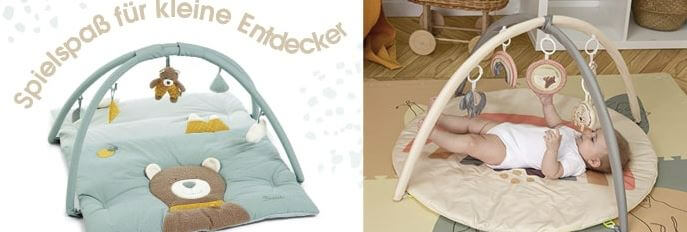 Banner für die Babymarkt Gutscheinseite mit Foto von Baby auf Spielmatte