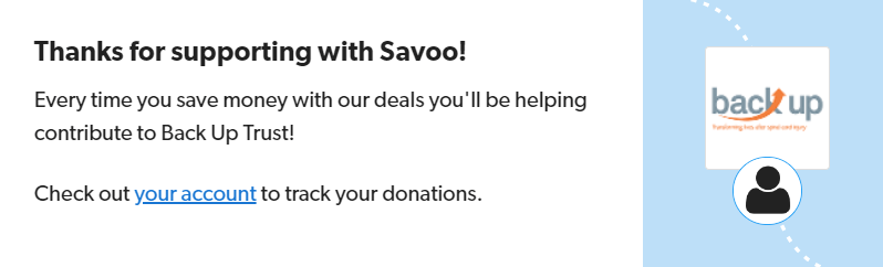 Signing up to support Back Up Trust with Savoo