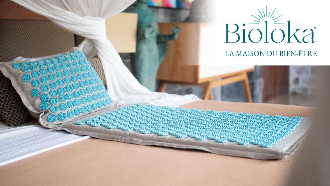 bannière photo Bioloka avec tapis d&apos;acupression