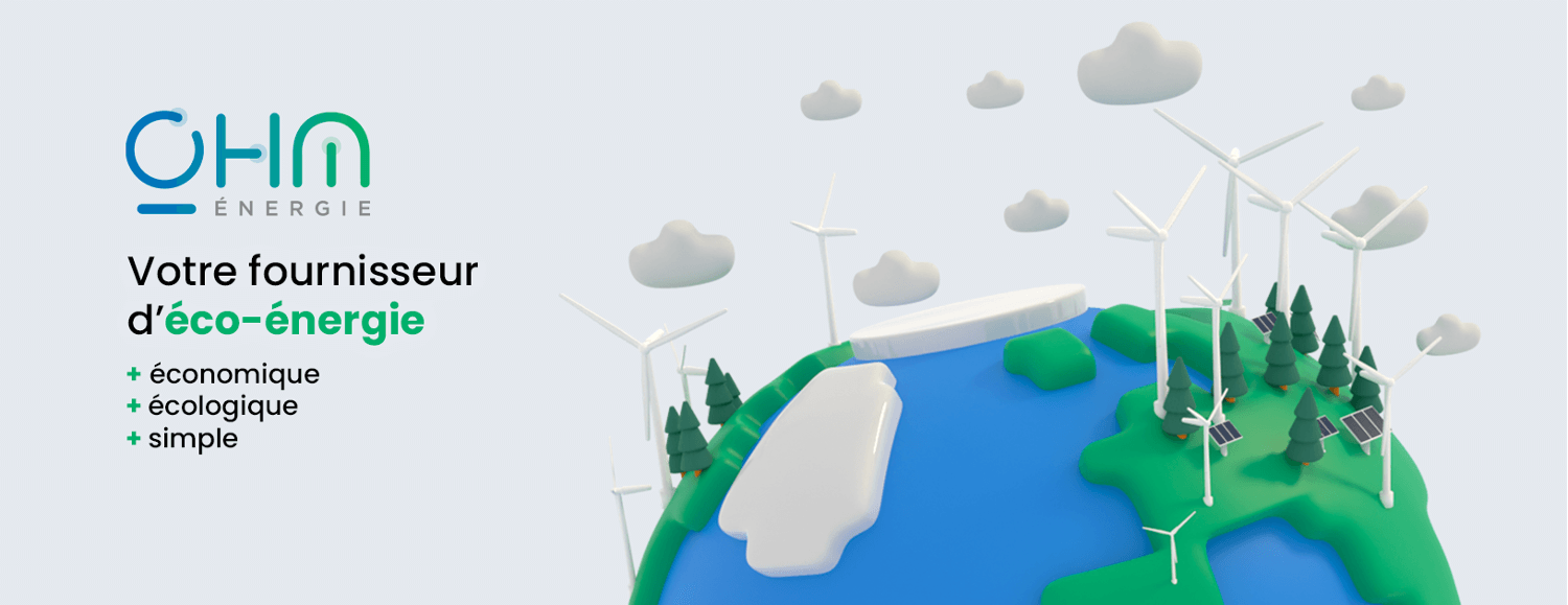 bannière photo Ohm énergie avec dessin de la Terre