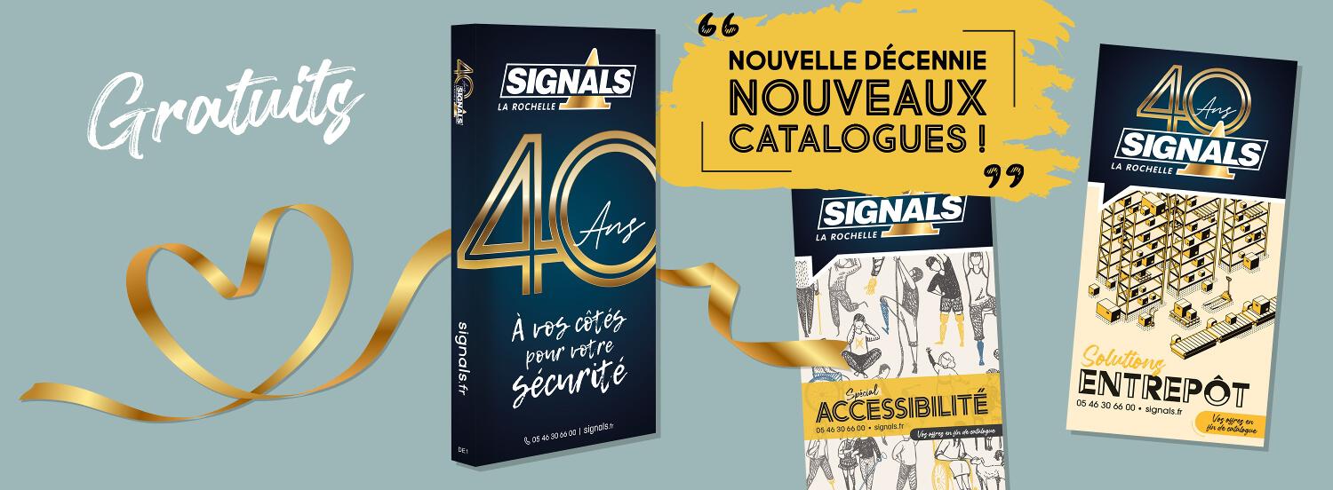 bannière photo montrant les catalogues sortis pour les 40 ans de la marque Signals