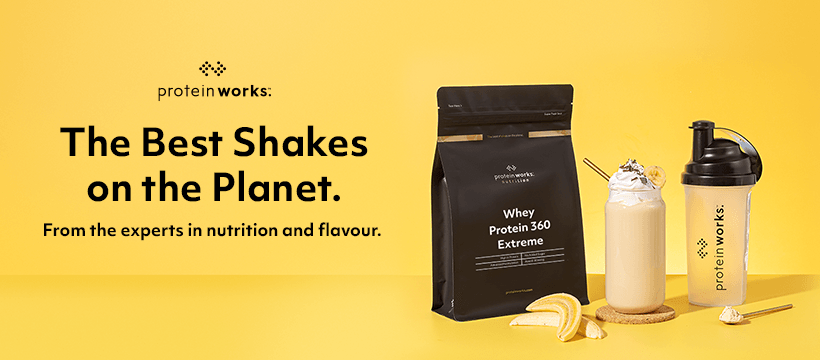 bannière Protein Works présentant les shakes protéinés de la marque