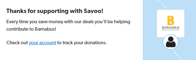 Signing up to support Barnabus with Savoo