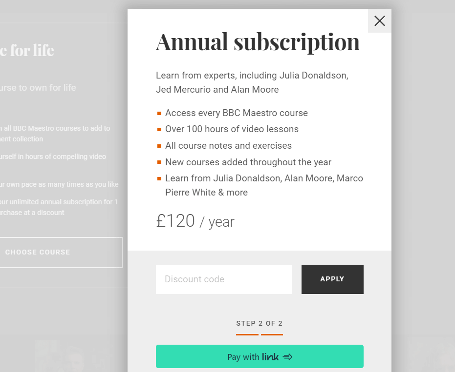 BBC Maestro discount code box during checkout