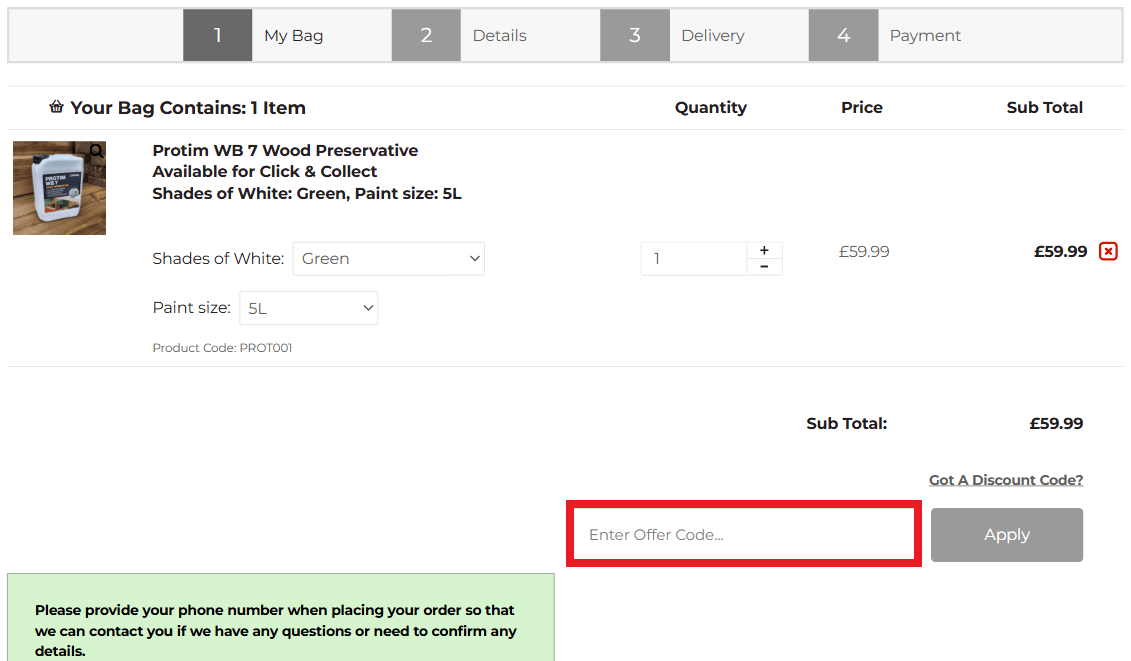 Beatsons discount code box in shopping basket image